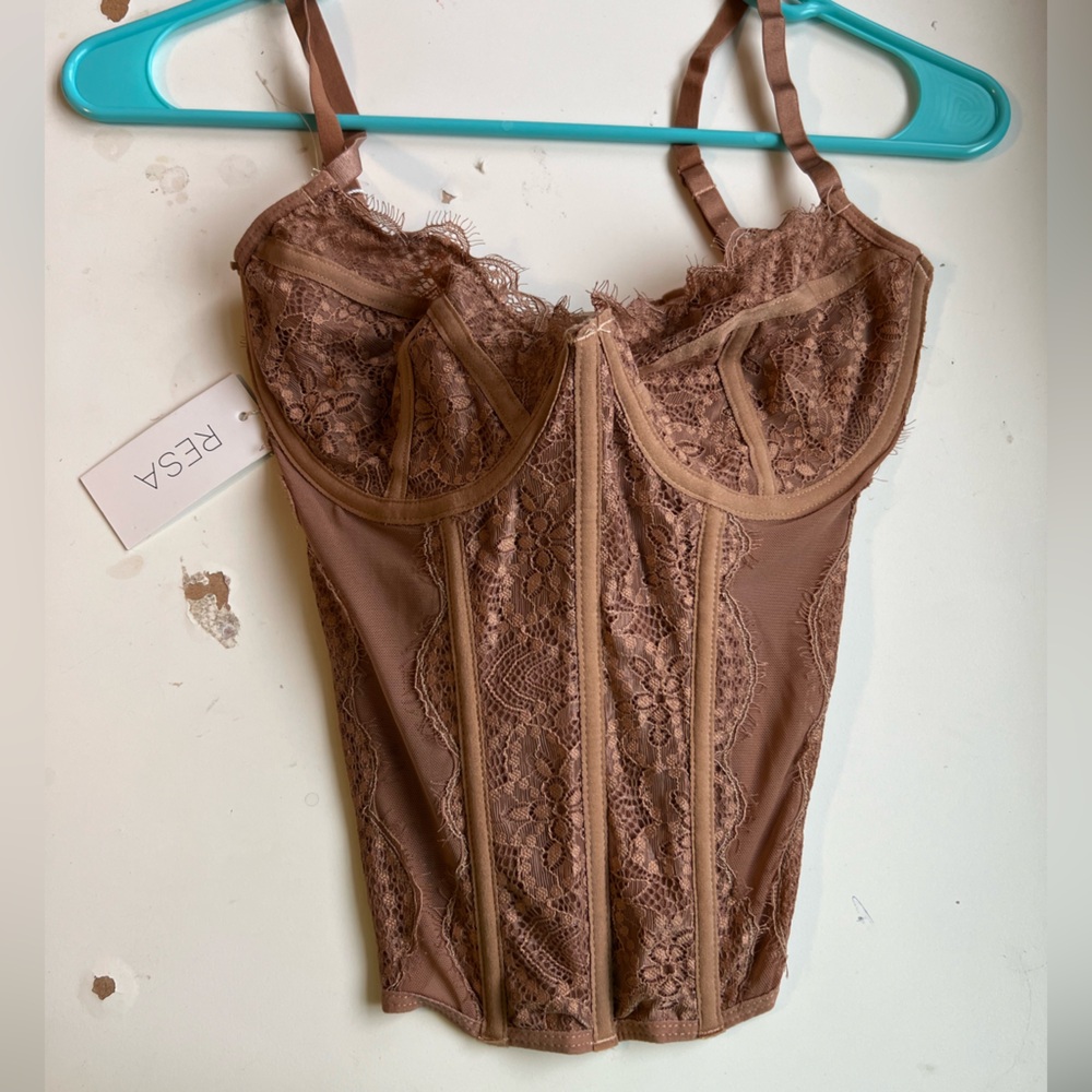 RESA Brown Lace Corset Top